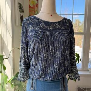 Lucky Brand Floral Bell Sleeve Blouse XL